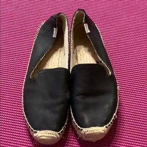 Soludos Smoking Slippers Black Leather uppers Sz 9